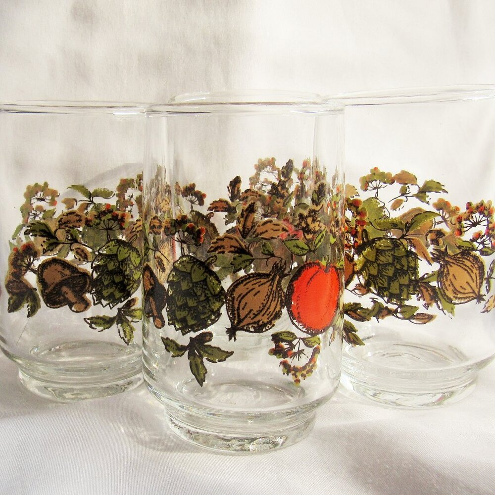 Vintage Dominion Glass Harvest Festival / Fruit Juice Glasses, Set of Four  R222